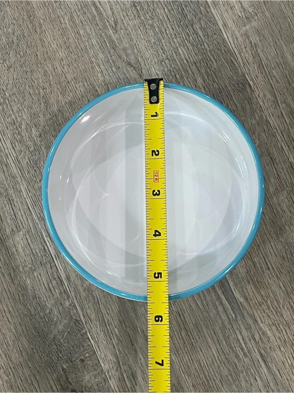 White Ceramic Pet Bowl with Teal Accent - 